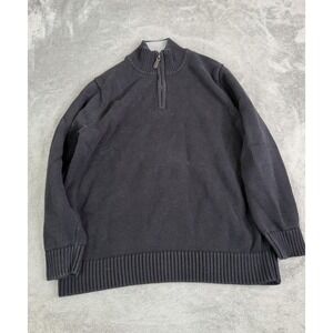 L.L. Bean Men's Organic Cotton Waffle Sweater 1/4 Zip Size Large Black Outdoor